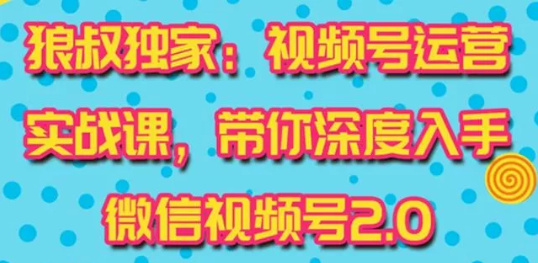 狼叔视频号运营实战课2.0，最新最全引流变现操作技巧