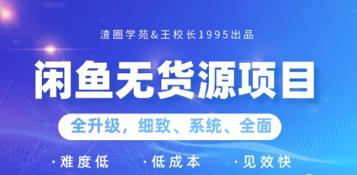 王渣‬男闲鱼无货源项目2.0，真正的正规、长期、上手快的项目