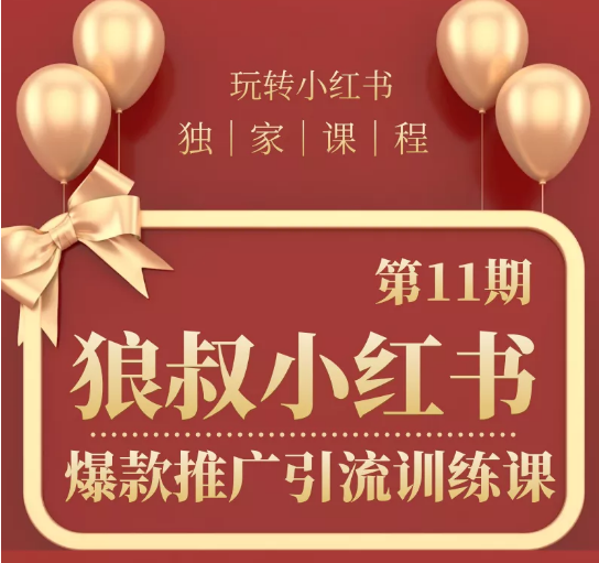 狼叔小红书爆款推广引流训练课第10期11期，价值1280元