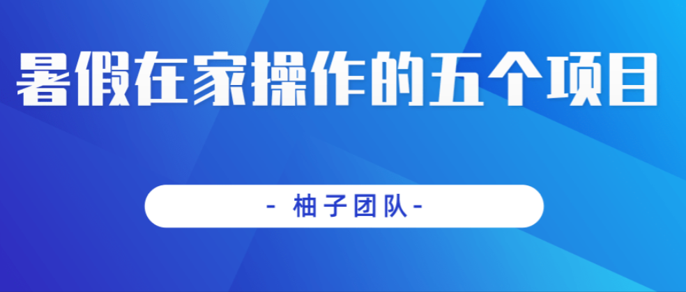 柚子团队暑假在家操作的五个项目，稳定轻松实现日入100+适合暑假找项目搞副业的小伙伴