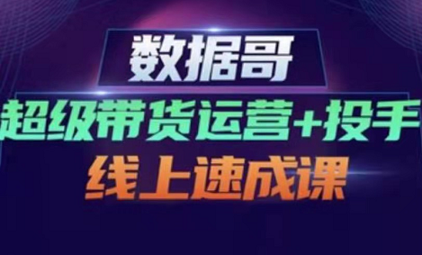 数据哥超级带货运营+投手线上速成课，18节完整视频课程实操模拟