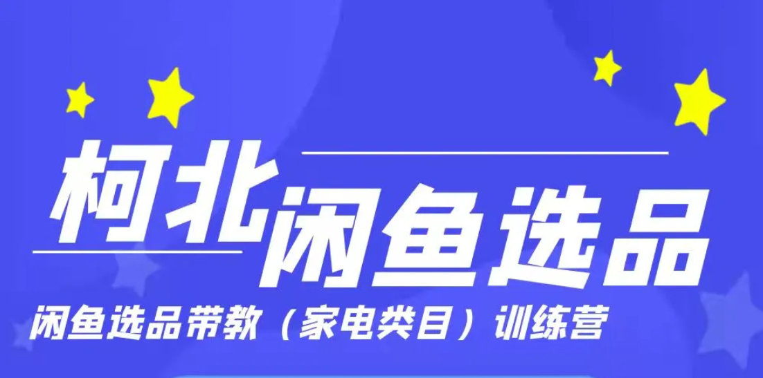 柯北的闲鱼选品带教(家电类目)训练营，价值499元