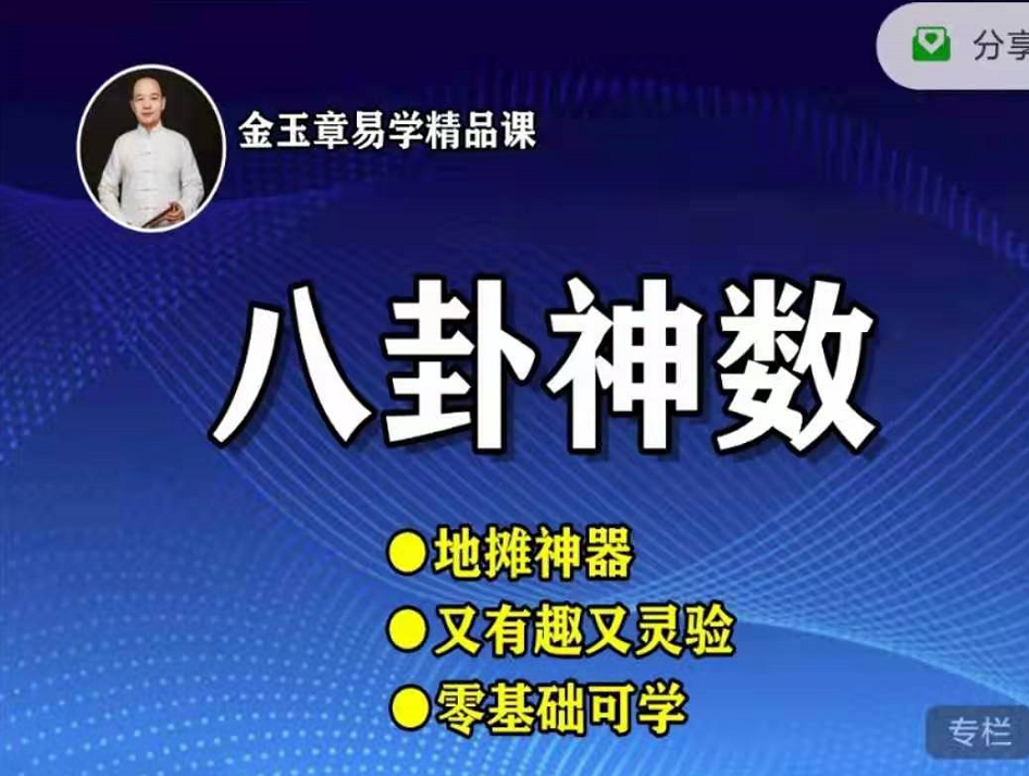 金玉章易学精品课：八卦神数6小时学能会的占卜术