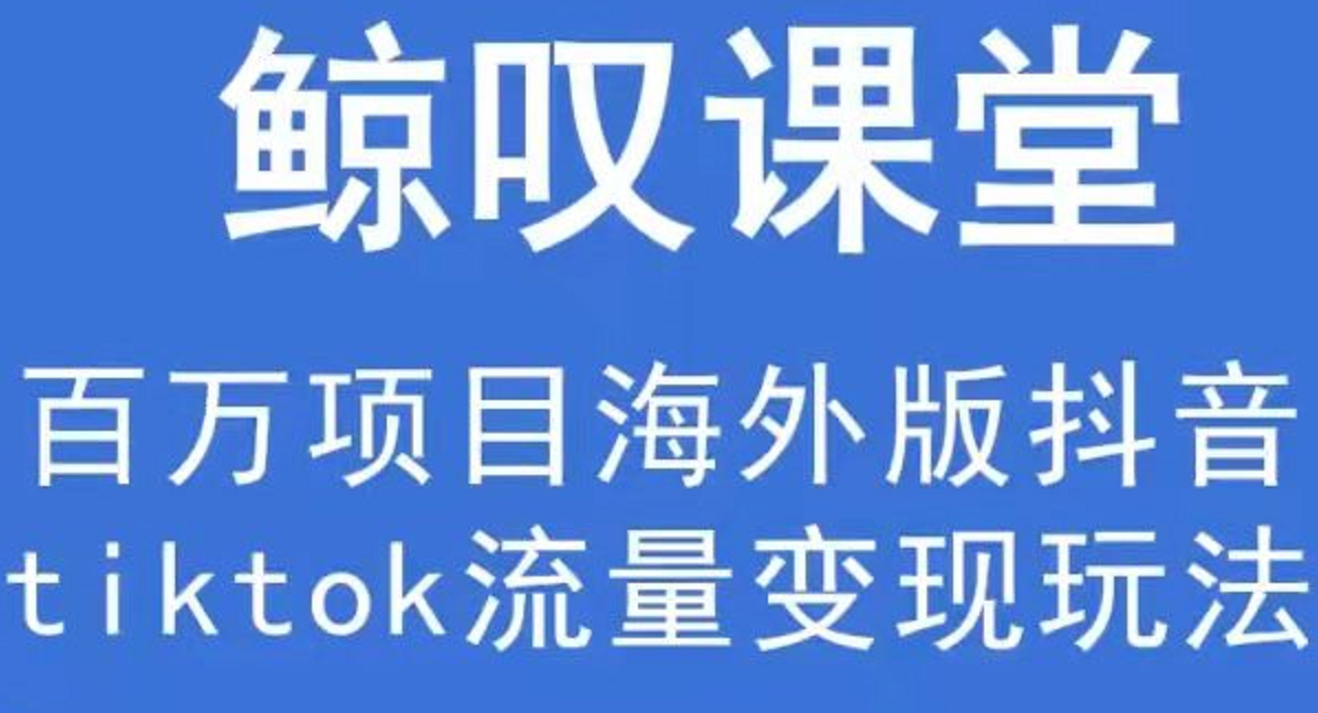 鲸叹号海外TIKTOK训练营，百万项目海外版抖音 tiktok流量变现玩法