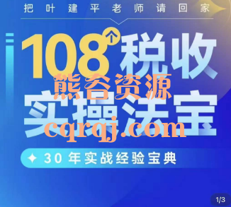 叶建平108个税收实操法宝，财税应用型核心课程