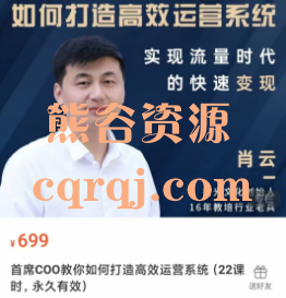 首席COO教你如何打造高效运营系统课程，价值699