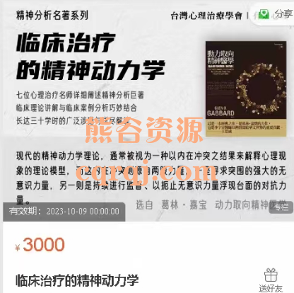 临床治疗的精神动力学课程，精神分析名著系列