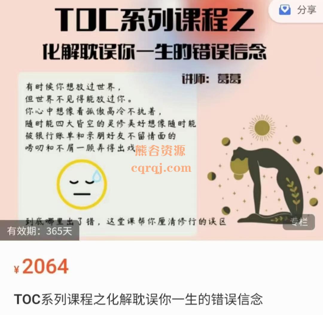 《TOC系列课程之化解耽误你一生的错误信念》 葛葛