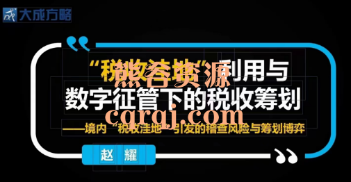 大成方略税收洼地利用与数字征管下的税收筹划课程，税收洼地引发的稽查风险与筹划博弈