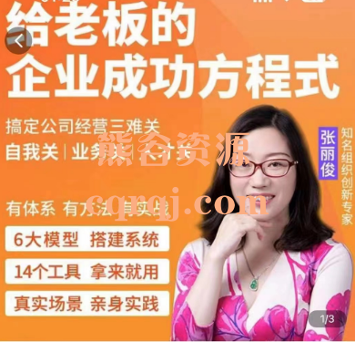 创业酵母给老板的企业成功方程式，张丽俊课程