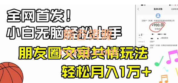 月入1W+的朋友圈共情文案玩法，小白轻松无脑上手全网首发