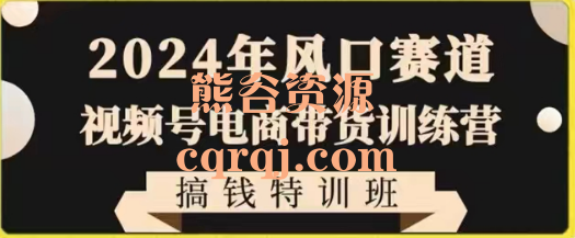 2024年风口赛道视频号电商带货训练营搞钱特训班，快速入局自媒体