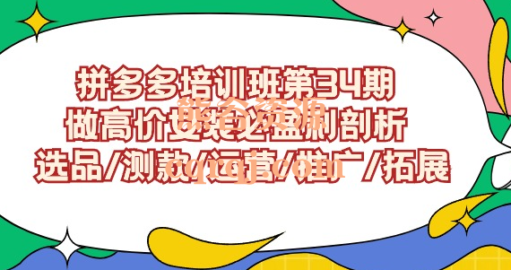 叮当会拼多多培训班第34期，拼多多高价女装项目