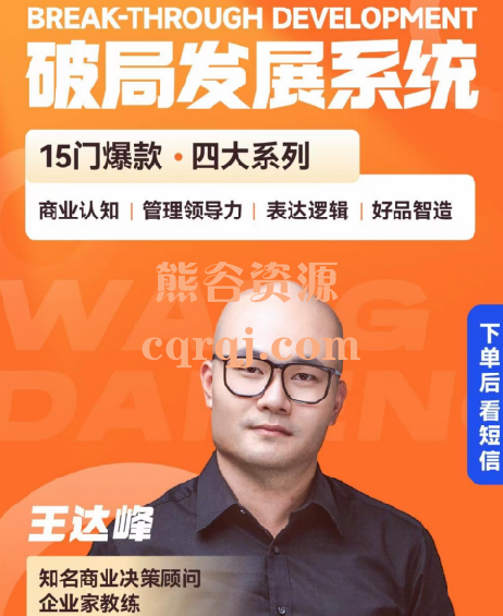 ​王达峰：破局发展系统课15门爆款课程合集四大系列