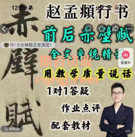 ​赤壁学堂：赵孟頫行书《前后赤壁赋》全文逐字临摹精讲系统课